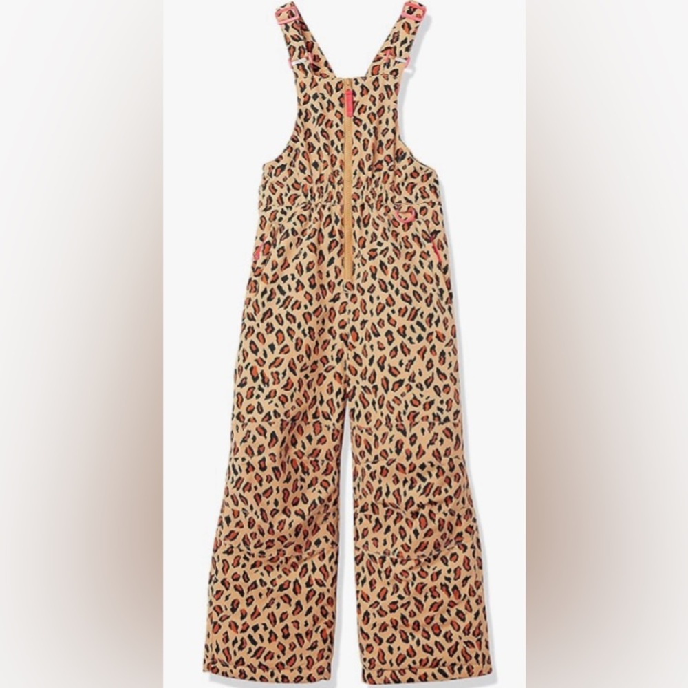 Girls Like New Leopard print snowbib suit, 4T, Amazon Essentials
